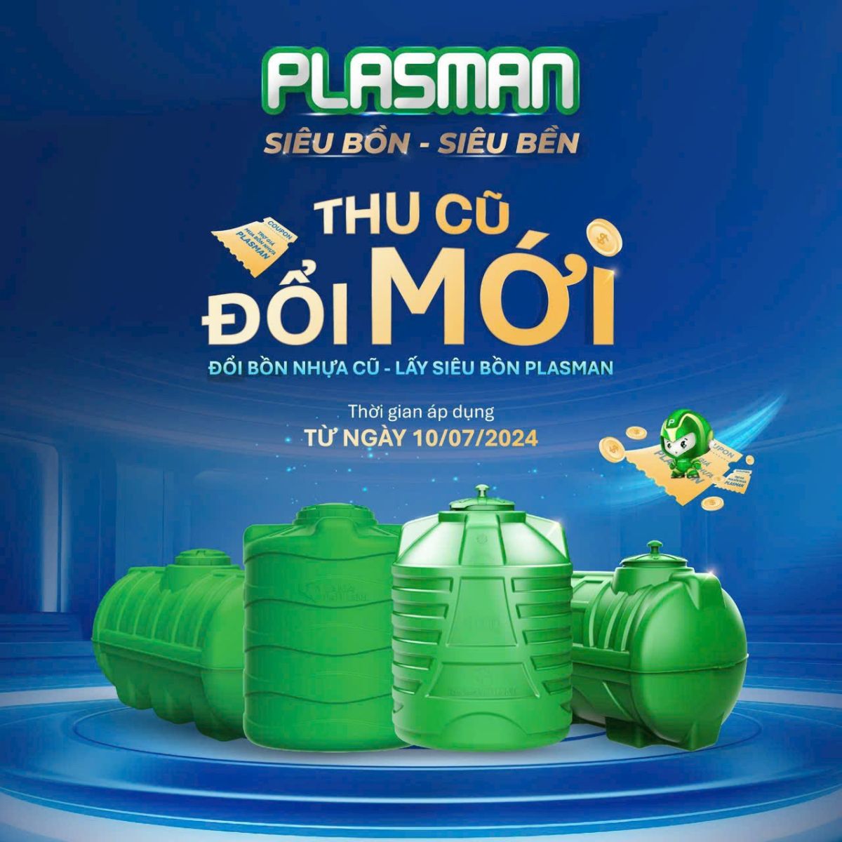 Thu cũ đổi mới bồn nhựa Plasman